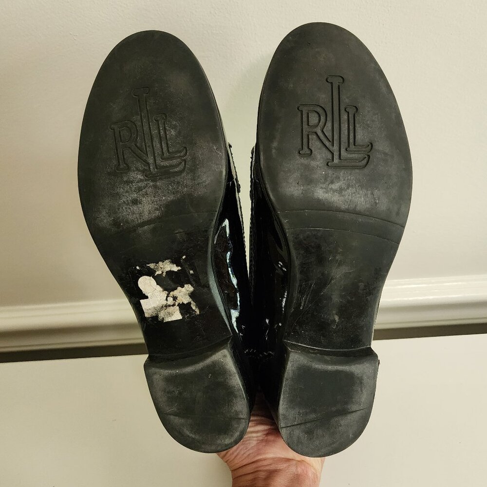 Ralph Lauren Black Patent Leather Penny Loafers - Picture 6 of 9